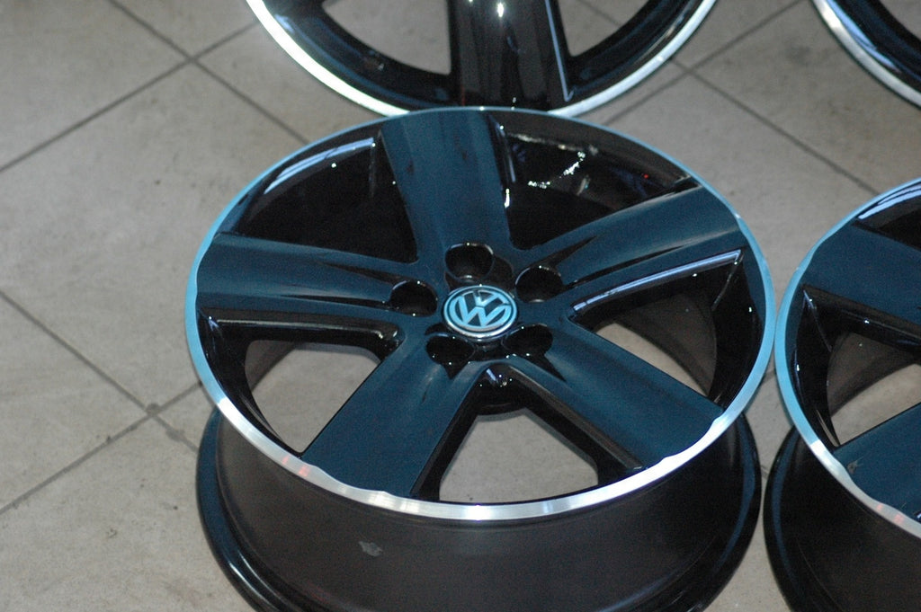 4x Alufelge 16 Zoll 6.5" 5x100 43ET Schwarz 6Q0601025S Skoda Golf Rim Wheel