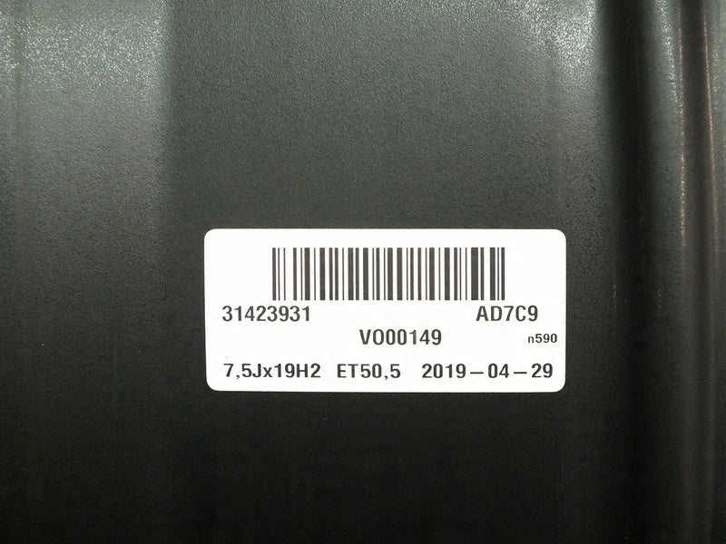 1x Alufelge 19 Zoll 7.5" 5x108 50,5ET Schwarz 31423931 Volvo Xc60 Rim Wheel