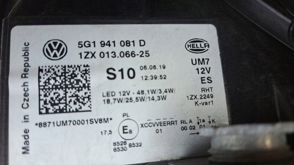 Frontscheinwerfer VW Golf VII 5g1 5G1941081D Full LED Links Headlight SCH2212417920oc