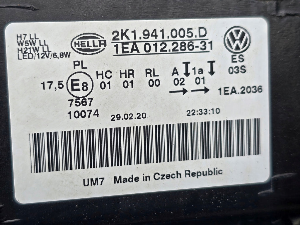 Frontscheinwerfer VW Caddy 2K1941005D Links Scheinwerfer Headlight SCH2013023455xy