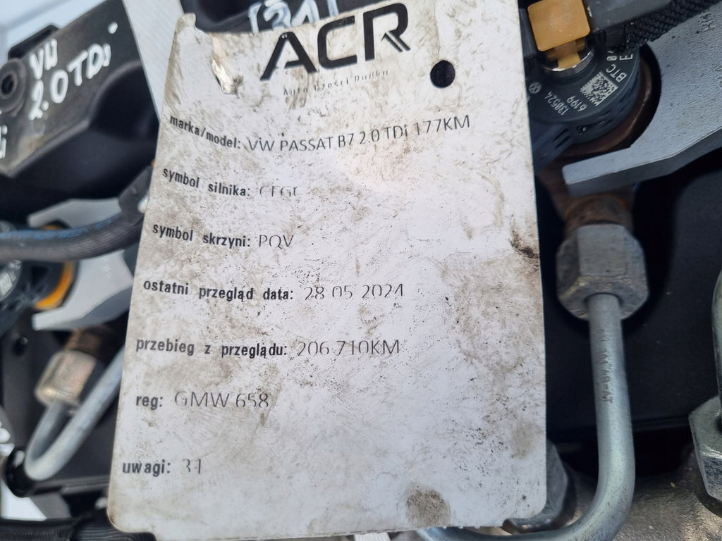 Motor VW Passat B7 CFGC 2.0 TDI 177PS 130kW 206TKm 2010 Diesel Engine Komplett
