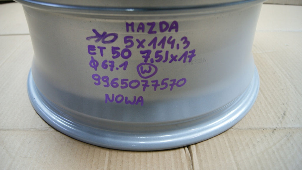 1x Alufelge 17 Zoll 7.5" 5x114.3 50ET Glanz Silber 9965077570 Mazda 5 I FEL8304867887fc