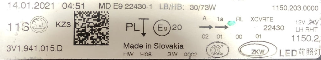 Frontscheinwerfer Skoda Superb III 3V1941015D Full LED Links Headlight