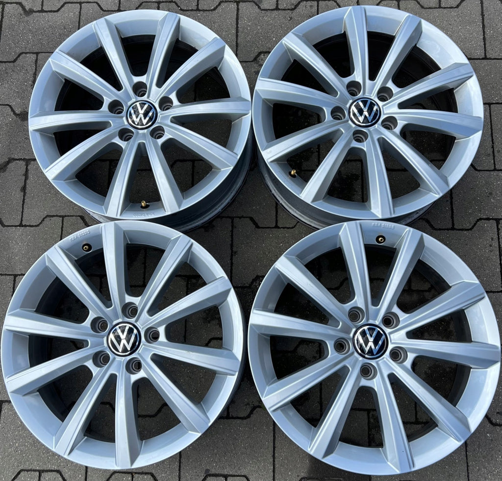 4x Alufelge 17 Zoll 6.5" 5x112 38ET Glanz Silber 5NA071497A VW I Rim Wheel FEL6466747120jc
