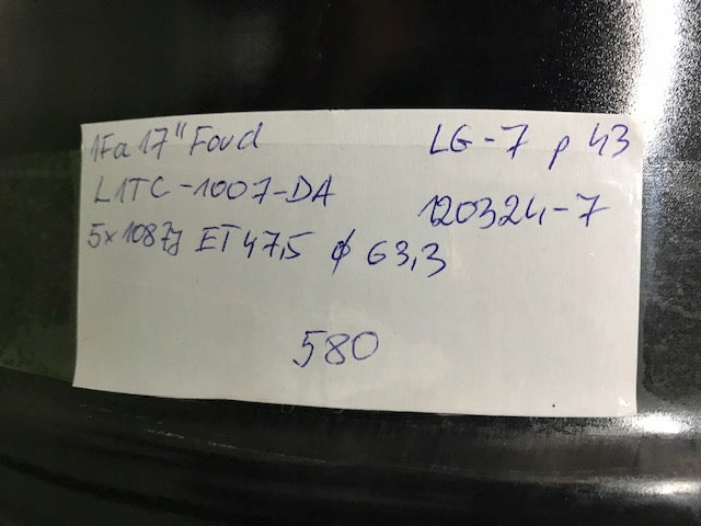 1x Alufelge 17 Zoll 7.0" 5x108 47 5ET Glanz Schwarz L1TC-1007-DA Ford Puma FEL6270164962xc