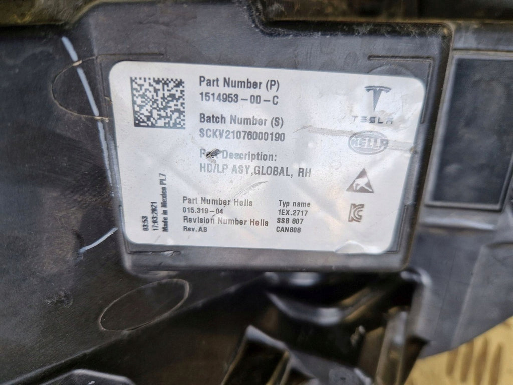 Frontscheinwerfer Tesla Model 3 1110796-00-D Ein Stück (Rechts oder Links)