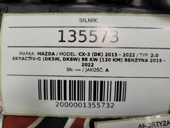 Motor Mazda Cx-3 PE02 PE21 2.0 120PS 88kW 144TKm 2015 Benzin Engine Komplett MOT7055382552lz