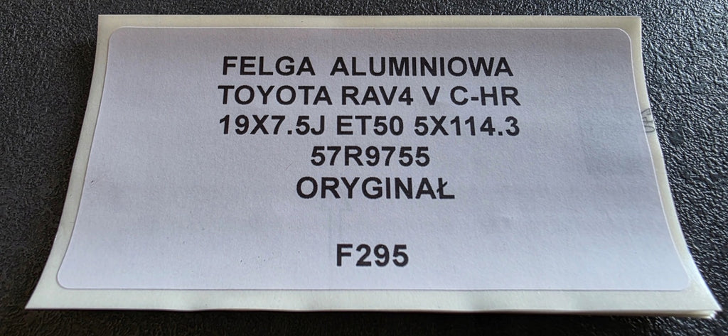 1x Alufelge 19 Zoll 7.5" 5x114.3 50ET Glanz Schwarz 57R9755 Toyota C-Hr FEL2609144328cz