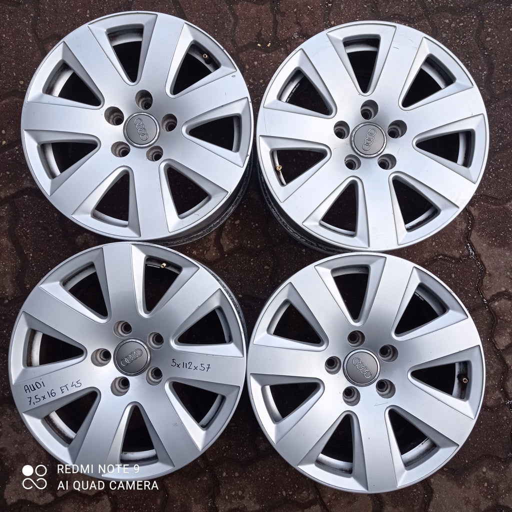 4x Alufelge 16 Zoll 7.5" 5x112 45ET Glanz Silber 4F0601025AB Audi Super