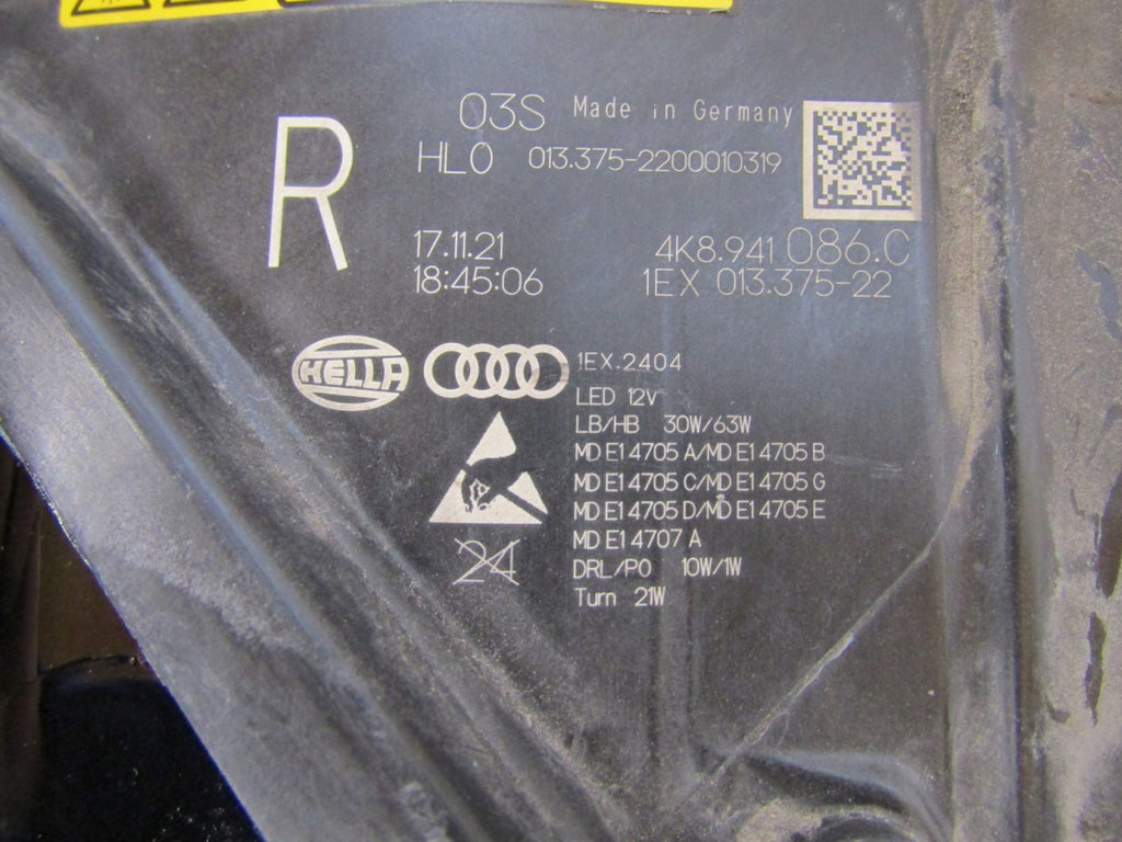 Frontscheinwerfer Audi C8 A7 4K8941086 Rechts Scheinwerfer Headlight