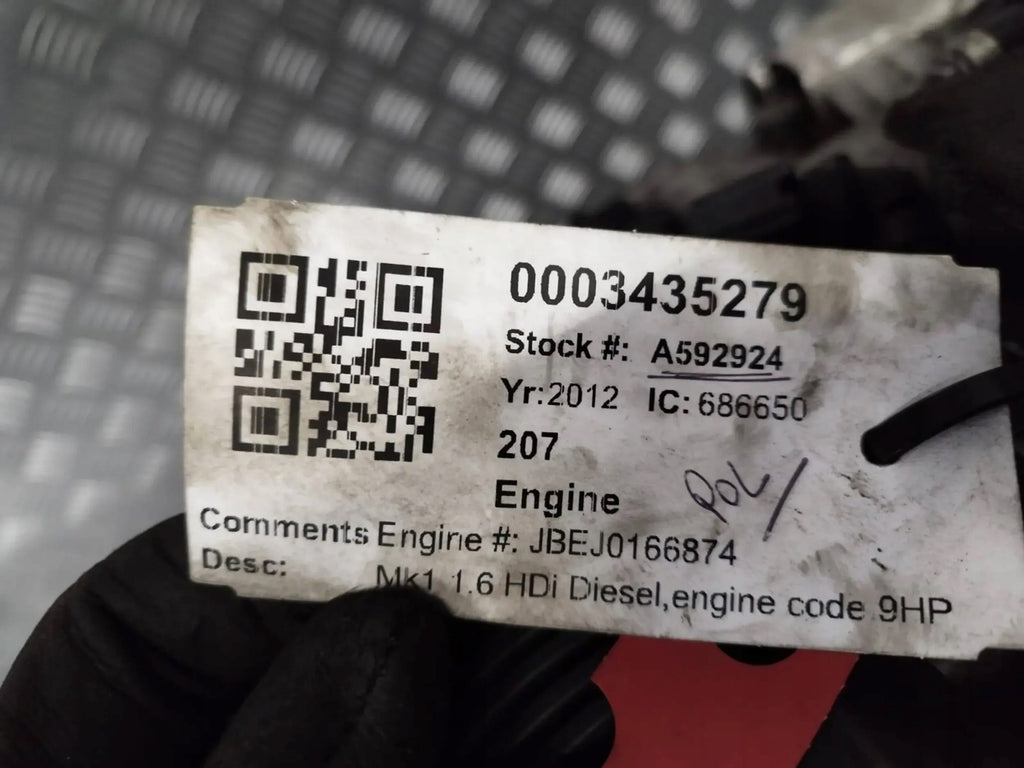 Motor Peugeot 207 10JBEJ 1.6 EHDI 189TKm 2012 Diesel Engine Komplett