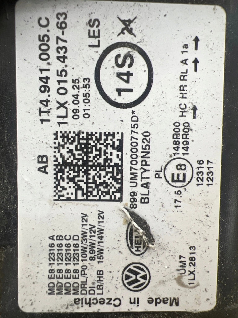 Frontscheinwerfer VW I 1T4941005C LED Links Scheinwerfer Headlight SCH1228861364qm