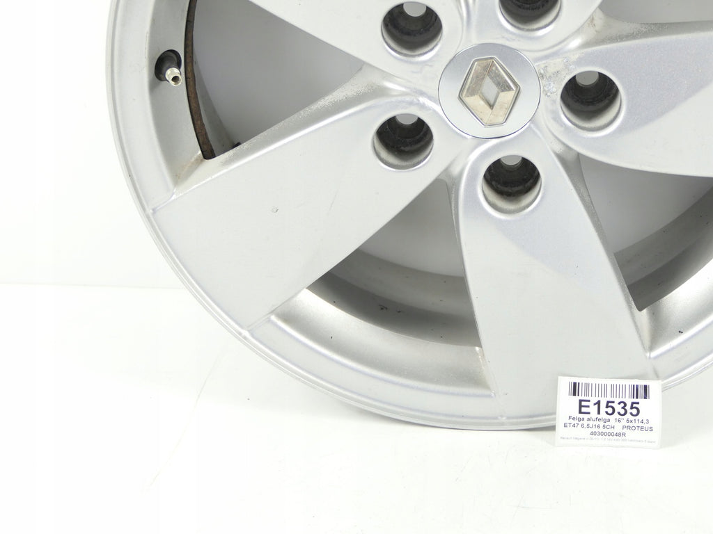 1x Alufelge 16 Zoll 6.5" 5x114.3 47ET 403000048R Renault Megane III Scenic