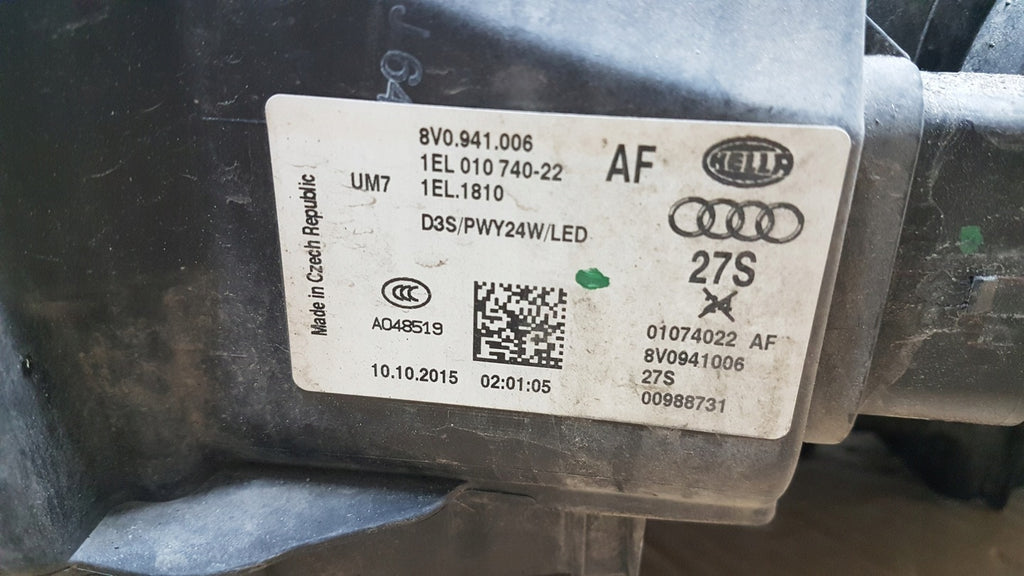 Frontscheinwerfer Audi A3 8V0941006 LED Rechts Scheinwerfer Headlight