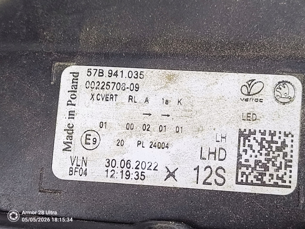 Frontscheinwerfer Skoda Karoq 57B941035 LED Links Scheinwerfer Headlight SCH1292732176bv