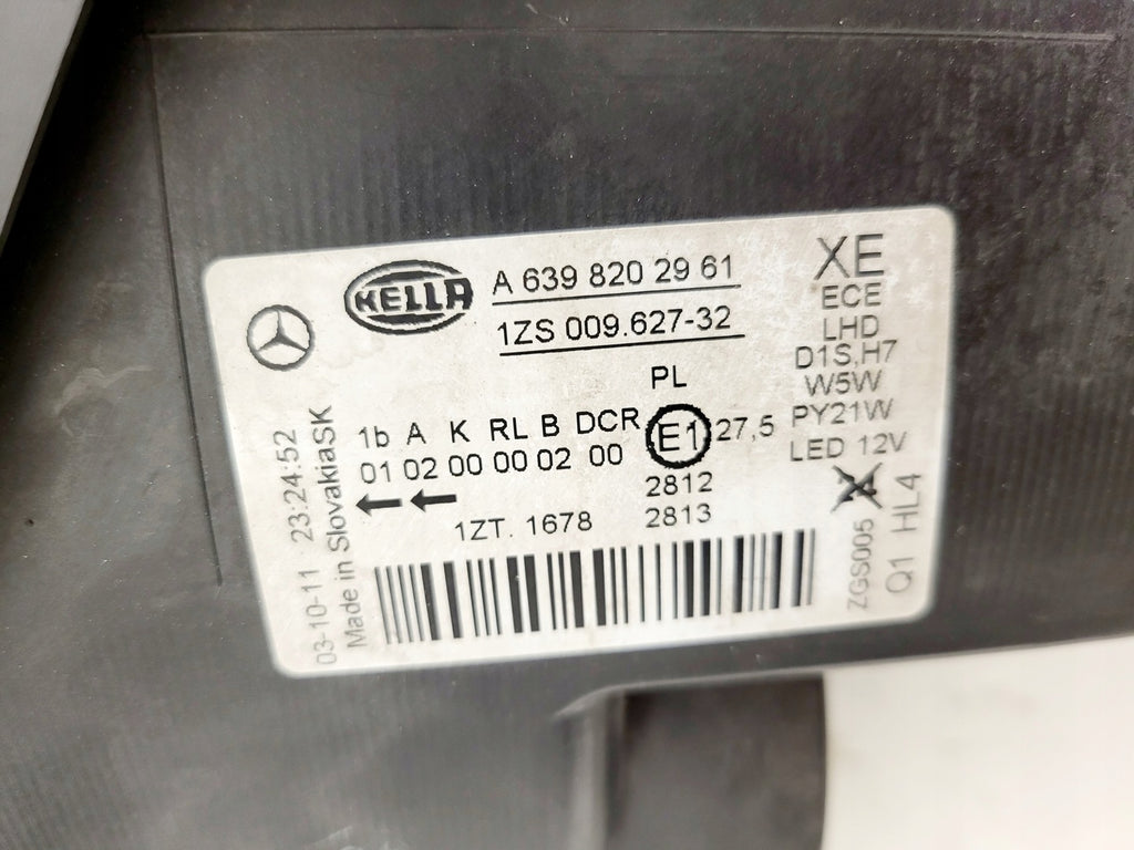Frontscheinwerfer Mercedes-Benz Vito W639 A6398202961 1ZS009627-32 Xenon Rechts