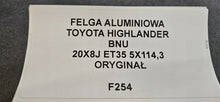 Load image into Gallery viewer, 1x Alufelge 20 Zoll 8.0" 5x114.3 35ET Glanz Toyota Highlander Rim Wheel FEL8989808994ic