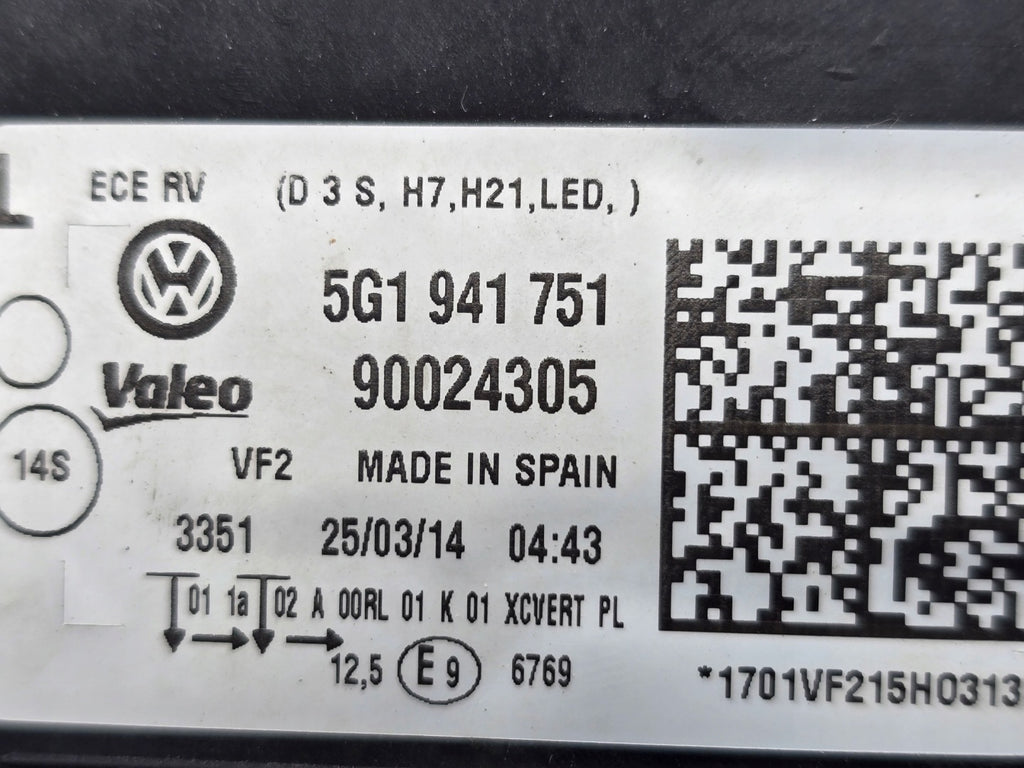 Frontscheinwerfer VW Golf VII 5g1 5G1941751 Xenon Links Scheinwerfer Headlight SCH3389787053fw