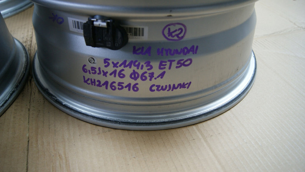4x Alufelge 16 Zoll 6.5" 5x114.3 50ET Silber KH216516 Hyundai I Rim Wheel FEL4799322794pr