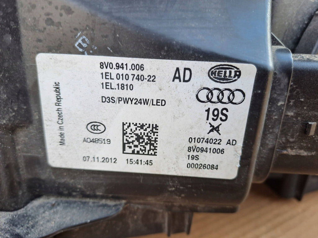 Frontscheinwerfer Audi A3 8V0941004 01074002AK Rechts Scheinwerfer Headlight SCH5887754519wh