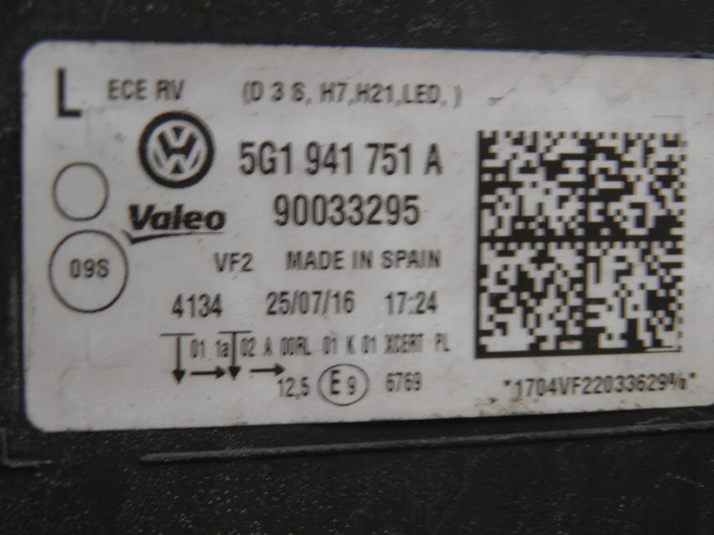 Frontscheinwerfer VW Golf VII 5G1941751A Xenon Ein Stück (Rechts oder Links) SCH5582351995pq