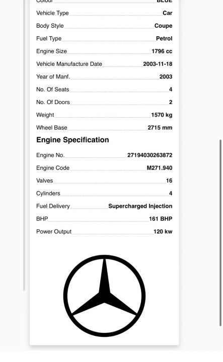 Motor Mercedes-Benz Clk 271940 1.8 163PS 120kW 135TKm 2003 Benzin Komplett MOT1919352721by