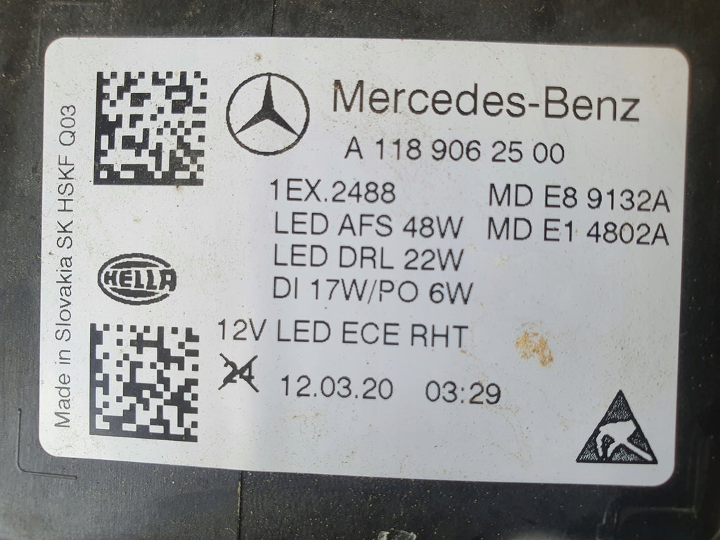 Frontscheinwerfer Mercedes-Benz Cla A1189062500 LED Links Scheinwerfer Headlight