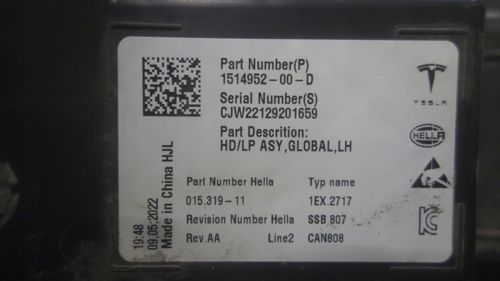 Frontscheinwerfer Tesla Model 3 1514952-00-D LED Links Scheinwerfer Headlight