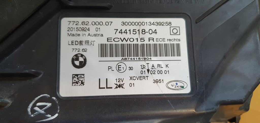 Frontscheinwerfer BMW 7 G11 G12 7441518-04 Rechts Scheinwerfer Headlight
