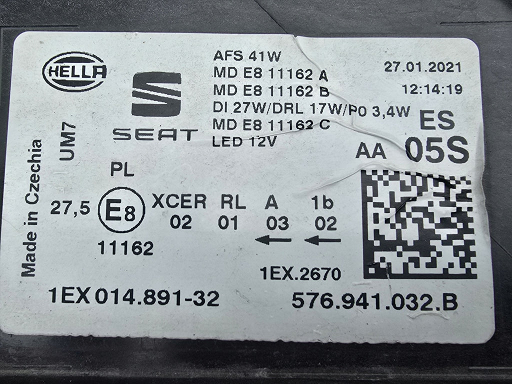Frontscheinwerfer Seat Ateca 576941032B Rechts Scheinwerfer Headlight SCH7928691546yq