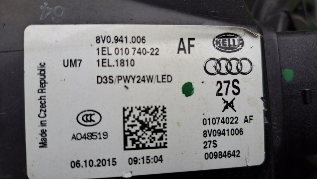 Frontscheinwerfer Audi A3 8V0941006 Rechts Scheinwerfer Headlight SCH4173455208pk