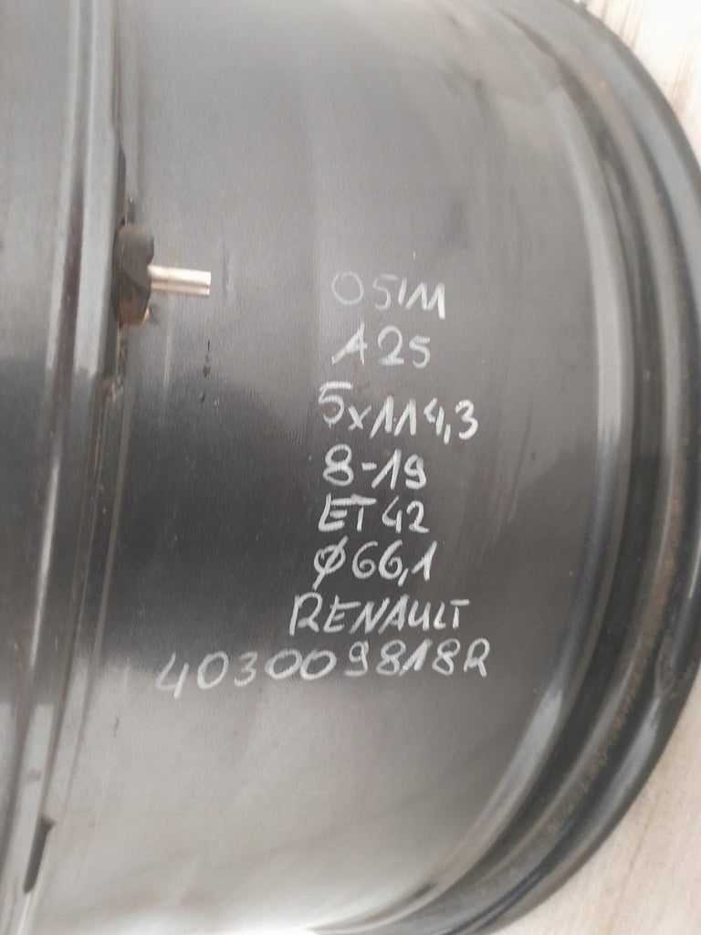 1x Alufelge 19 Zoll 8.0" 5x114.3 42ET Glanz Graphit 403009818R Renault I FEL6819679464wn