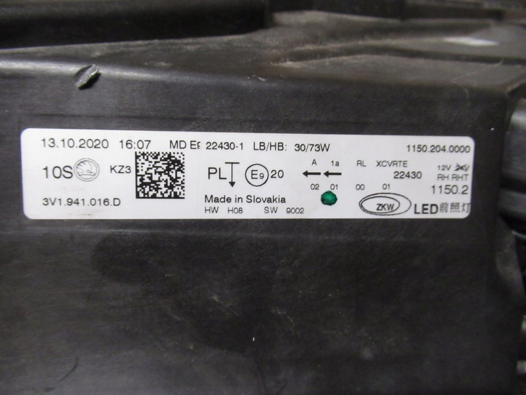 Frontscheinwerfer Skoda Superb III 3V1941016D LED Rechts Scheinwerfer Headlight
