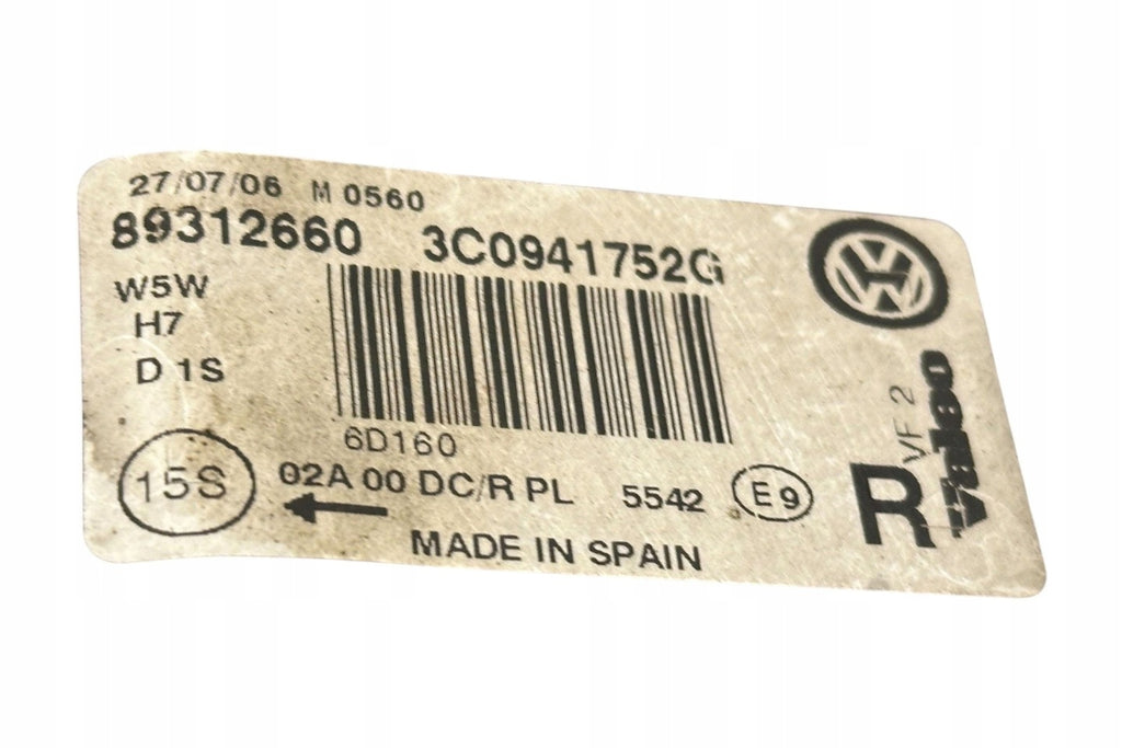 Frontscheinwerfer VW Passat 3C0941752G Rechts Scheinwerfer Headlight SCH2294856663cu
