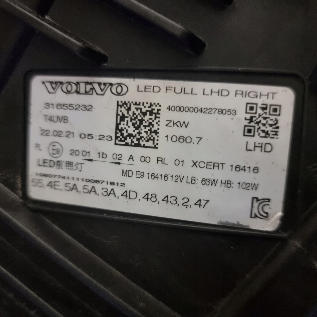 Frontscheinwerfer Volvo S60 III 31655232 Full LED Rechts Scheinwerfer Headlight SCH7998353218ce
