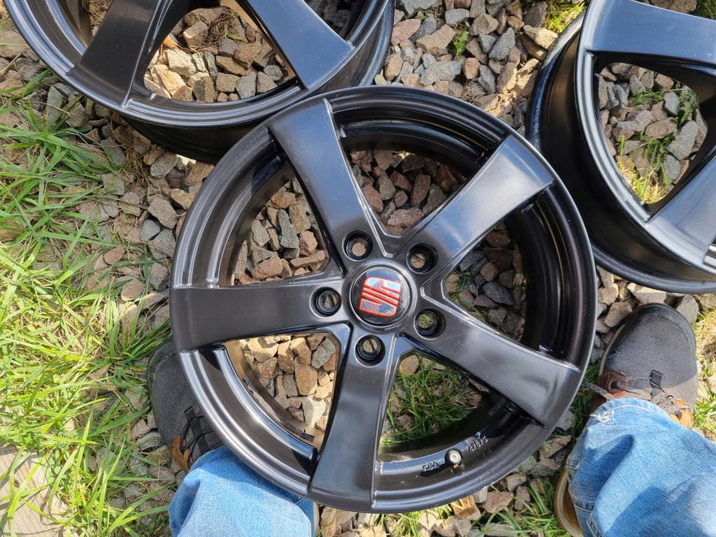 4x Alufelge 16 Zoll 6.5" 5x112 50ET Glanz Schwarz KBA47675 VW Golf Rim Wheel FEL9559646593wx