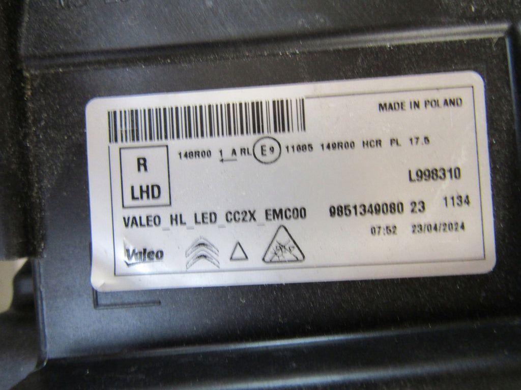 Frontscheinwerfer Citroën C3 9851349080 LED Rechts Scheinwerfer Headlight SCH6981948928cj