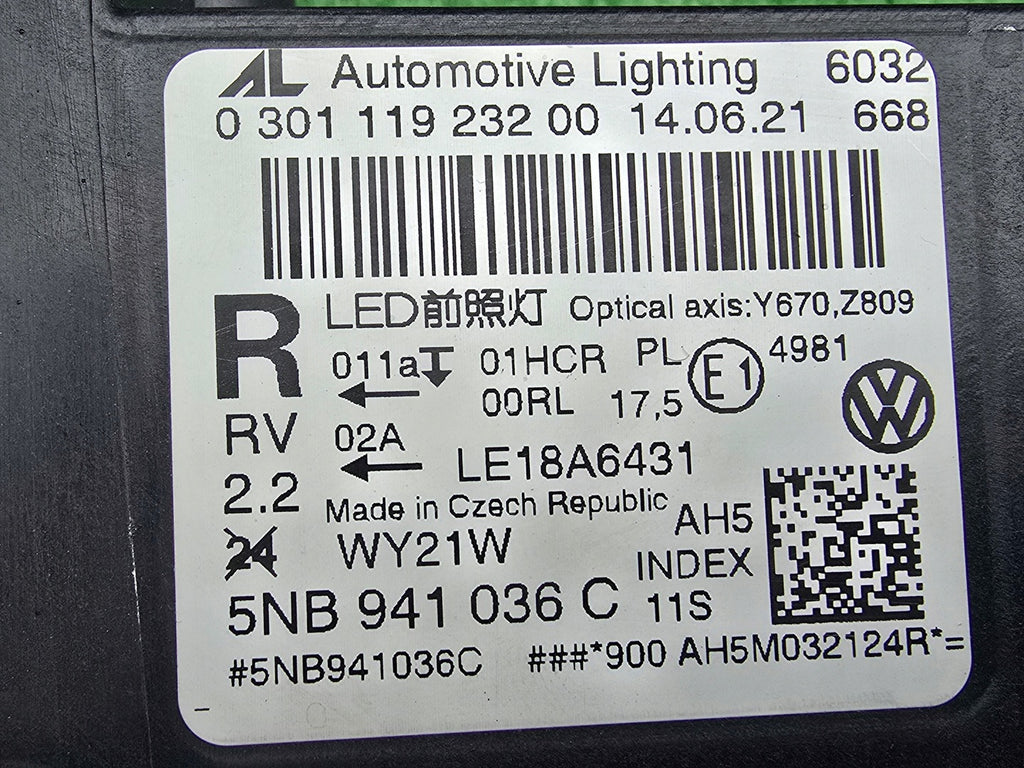 Frontscheinwerfer VW Tiguan 5NB941036C Full LED Rechts Scheinwerfer Headlight SCH5010684623ng