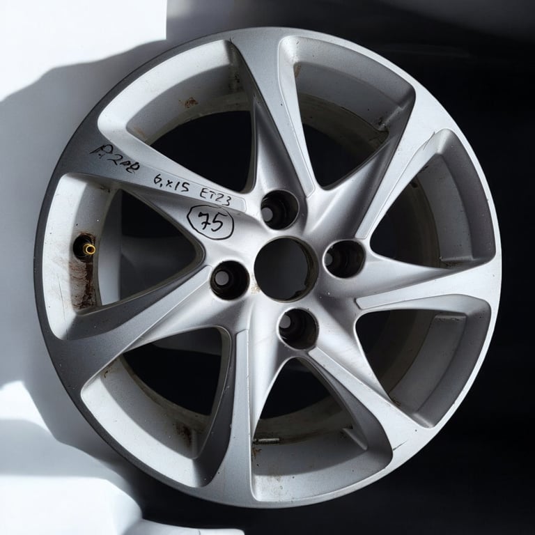1x Alufelge 15 Zoll 6.0" 4x108 23ET Glanz Silber 9673773577 Peugeot Rim Wheel FEL7662478535sd