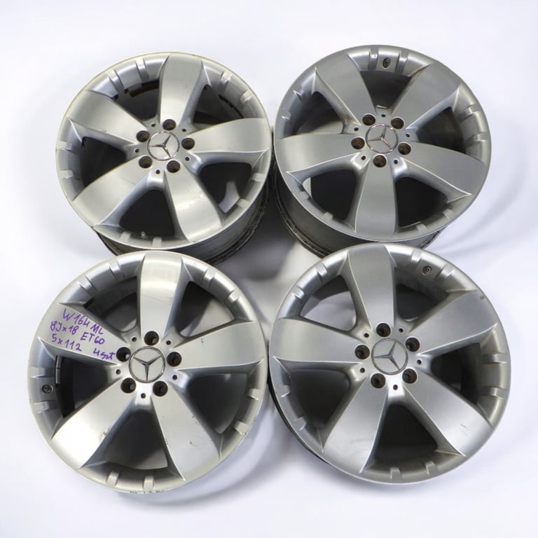 4x Alufelge 18 Zoll 8.0" 5x112 60ET Glanz Silber A1644010302 Mercedes-Benz W164