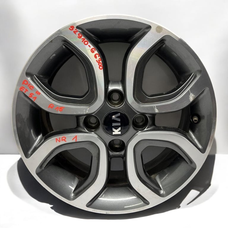 1x Alufelge 15 Zoll 6.0" 4x100 51ET Glanz Graphit 52910-G6300 Kia Picanto