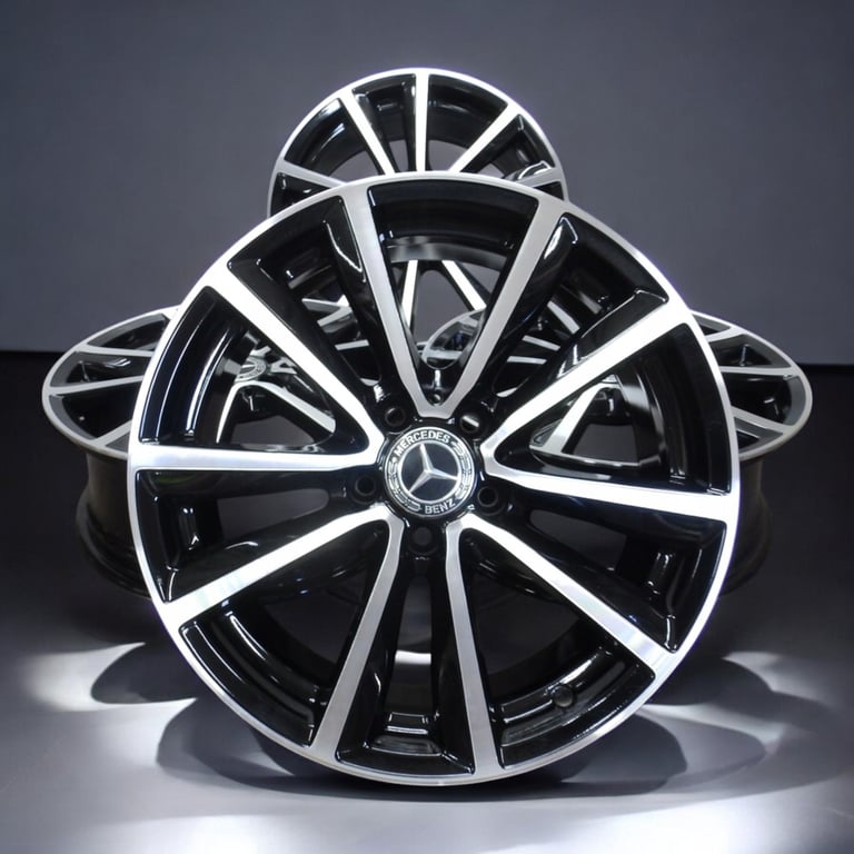 4x Alufelge 18 Zoll 7.5" 5x112 52ET Glanz Schwarz A2464011602 Mercedes-Benz FEL6030699603lh