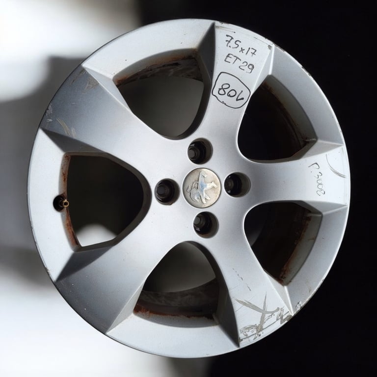 1x Alufelge 17 Zoll 7.5" 4x108 29ET Glanz Silber 9673738677 Peugeot 3008