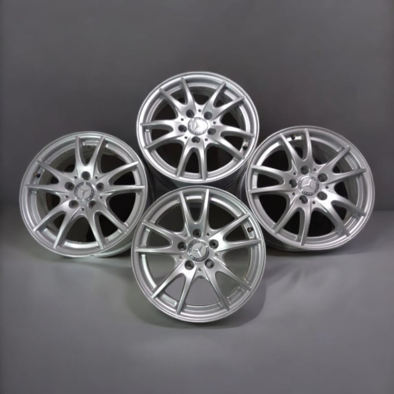 4x Alufelge 16 Zoll 6.5" 5x112 49ET Glanz Silber A2464010800 Mercedes-Benz FEL3829578498lg
