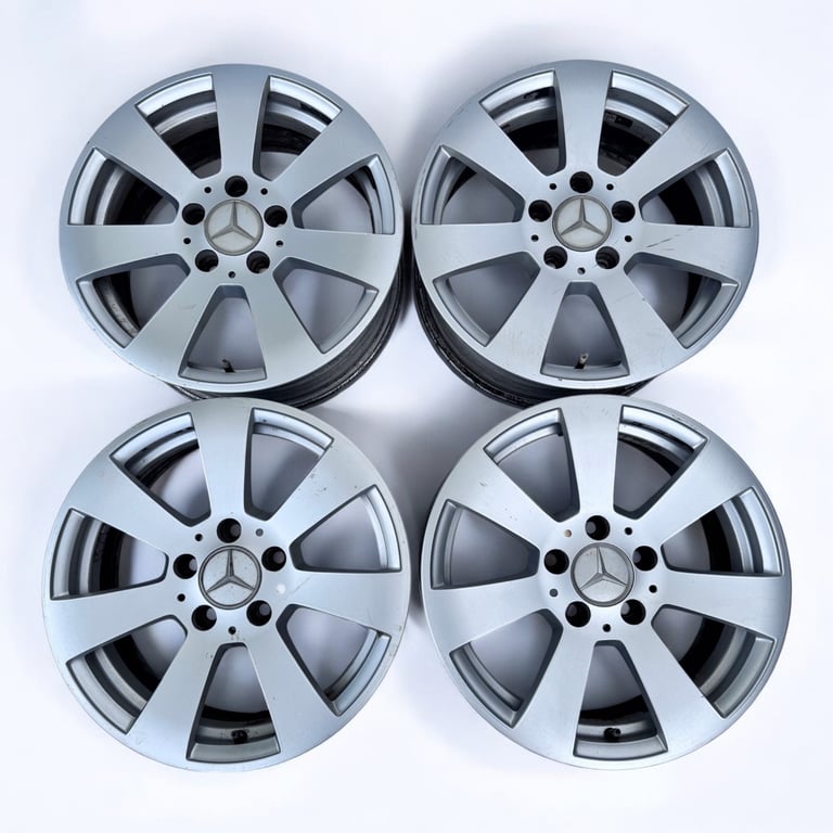 4x Alufelge 16 Zoll 7.0" 5x112 43ET Silber Mercedes-Benz W204 Rim Wheel